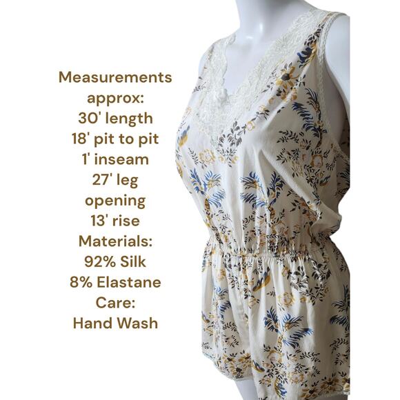 Stella McCartney Floral Print Plunge Neckline Lace Trim RomperPlaysuit Small S - Picture 2 of 11